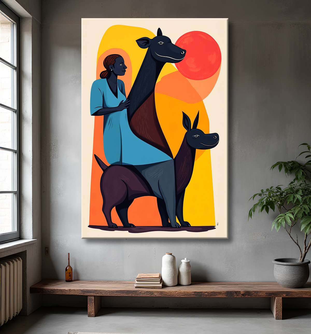 Tableau & affiche minimaliste animal géométrique avec decor