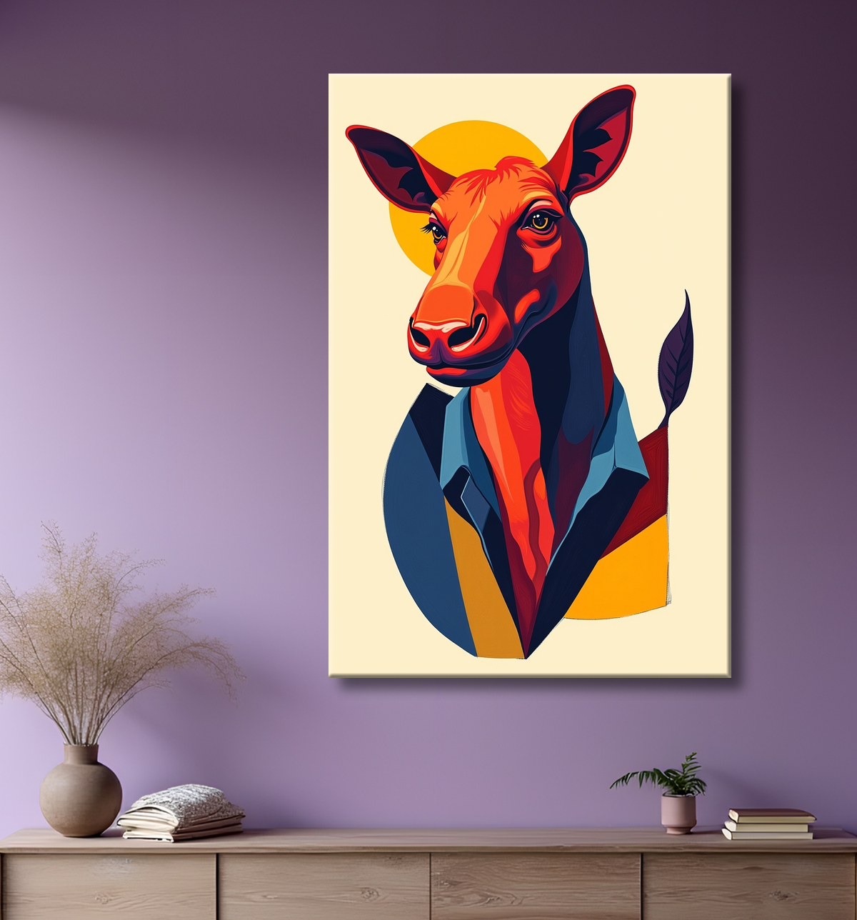 Tableau & affiche minimaliste animal géométrique avec decor