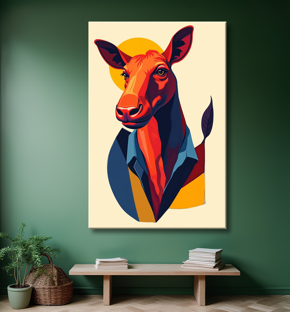 Tableau & affiche minimaliste animal géométrique avec decor