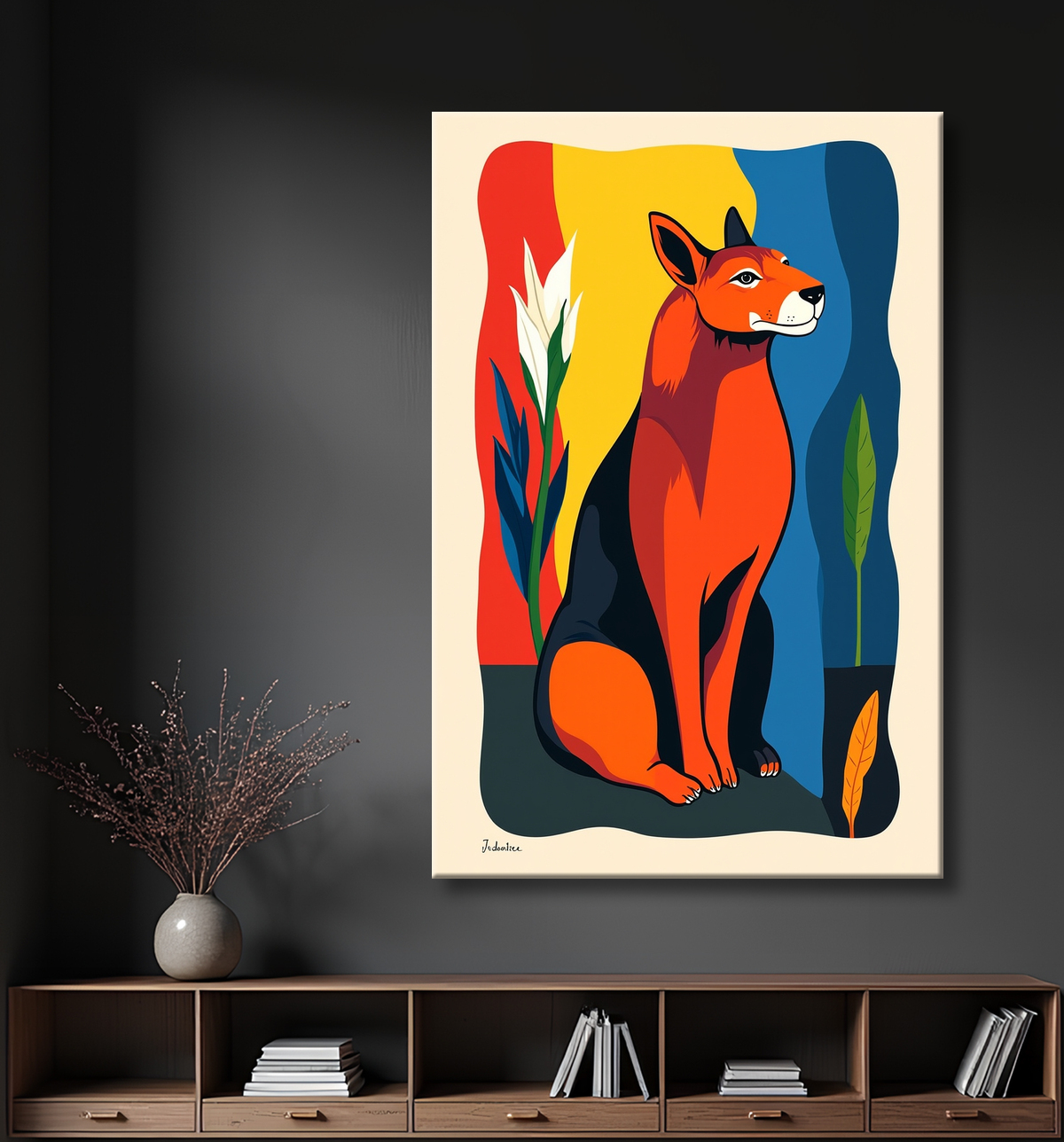 Tableau & affiche minimaliste animal géométrique avec decor