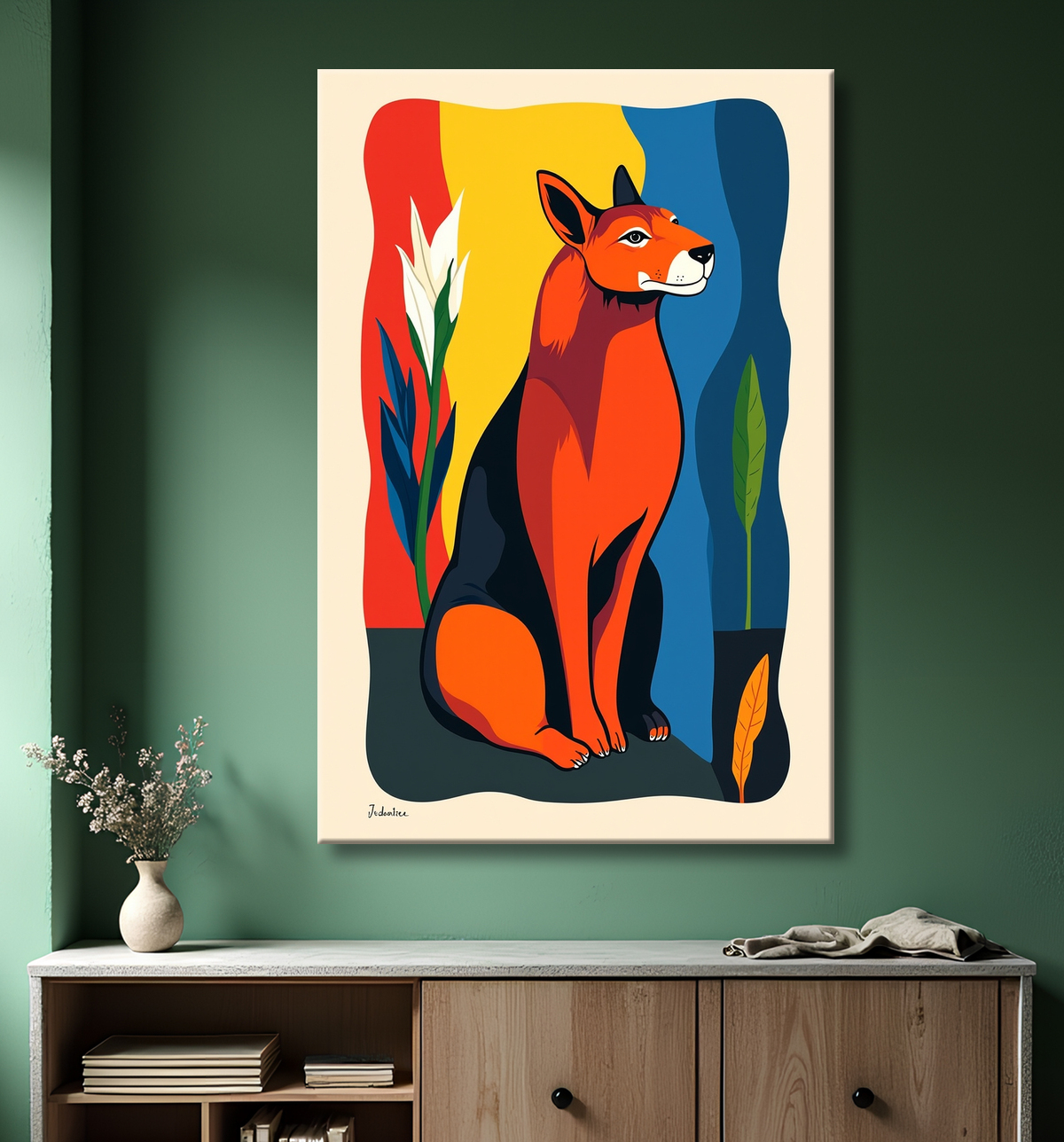Tableau & affiche minimaliste animal géométrique avec decor