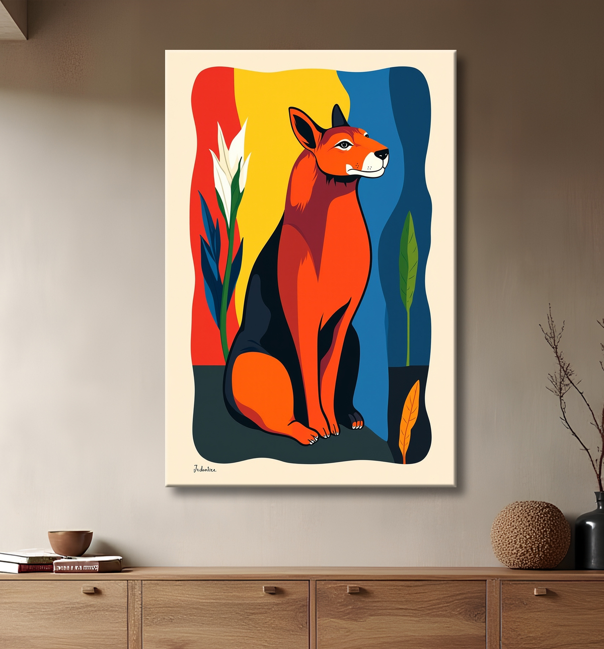 Tableau & affiche minimaliste animal géométrique avec decor