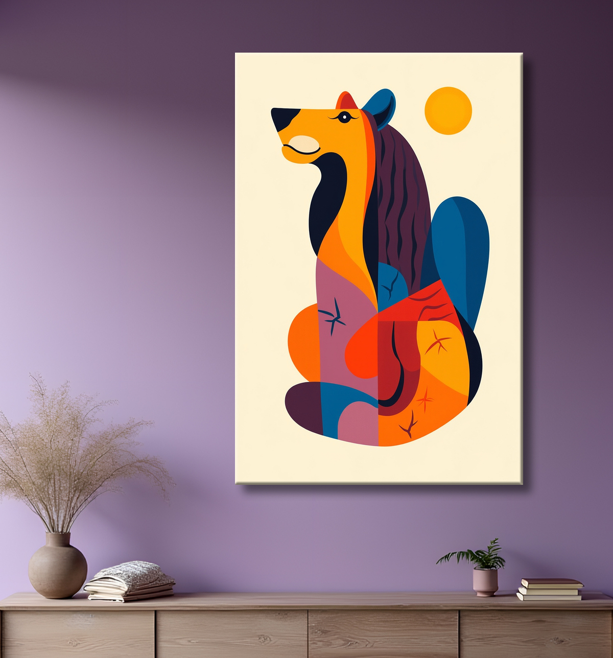 Tableau & affiche minimaliste animal géométrique avec decor