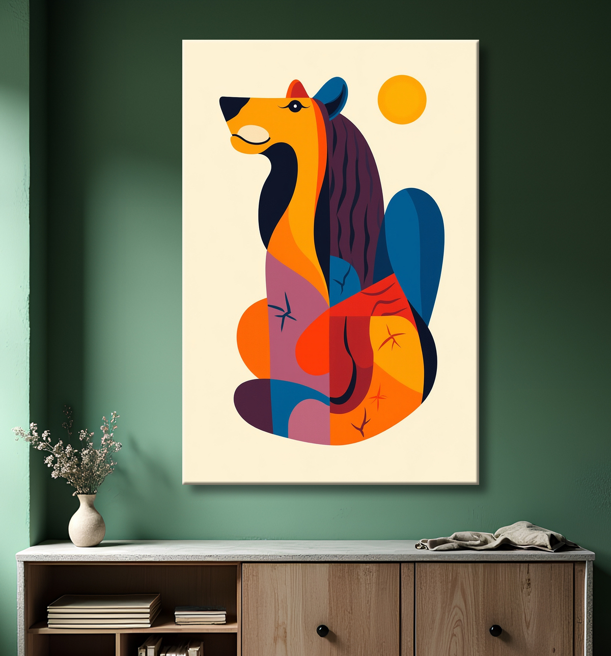 Tableau & affiche minimaliste animal géométrique avec decor
