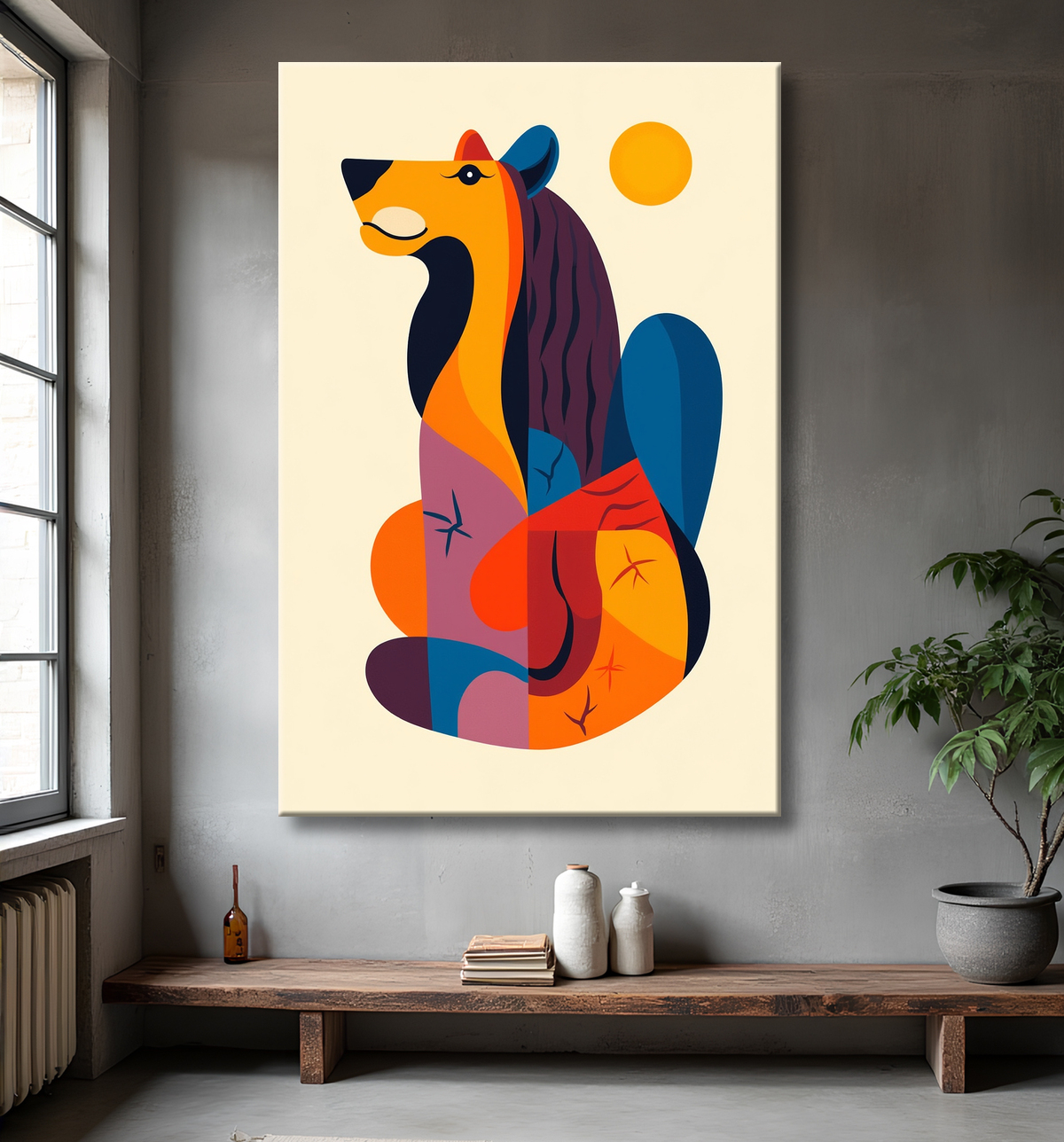 Tableau & affiche minimaliste animal géométrique avec decor