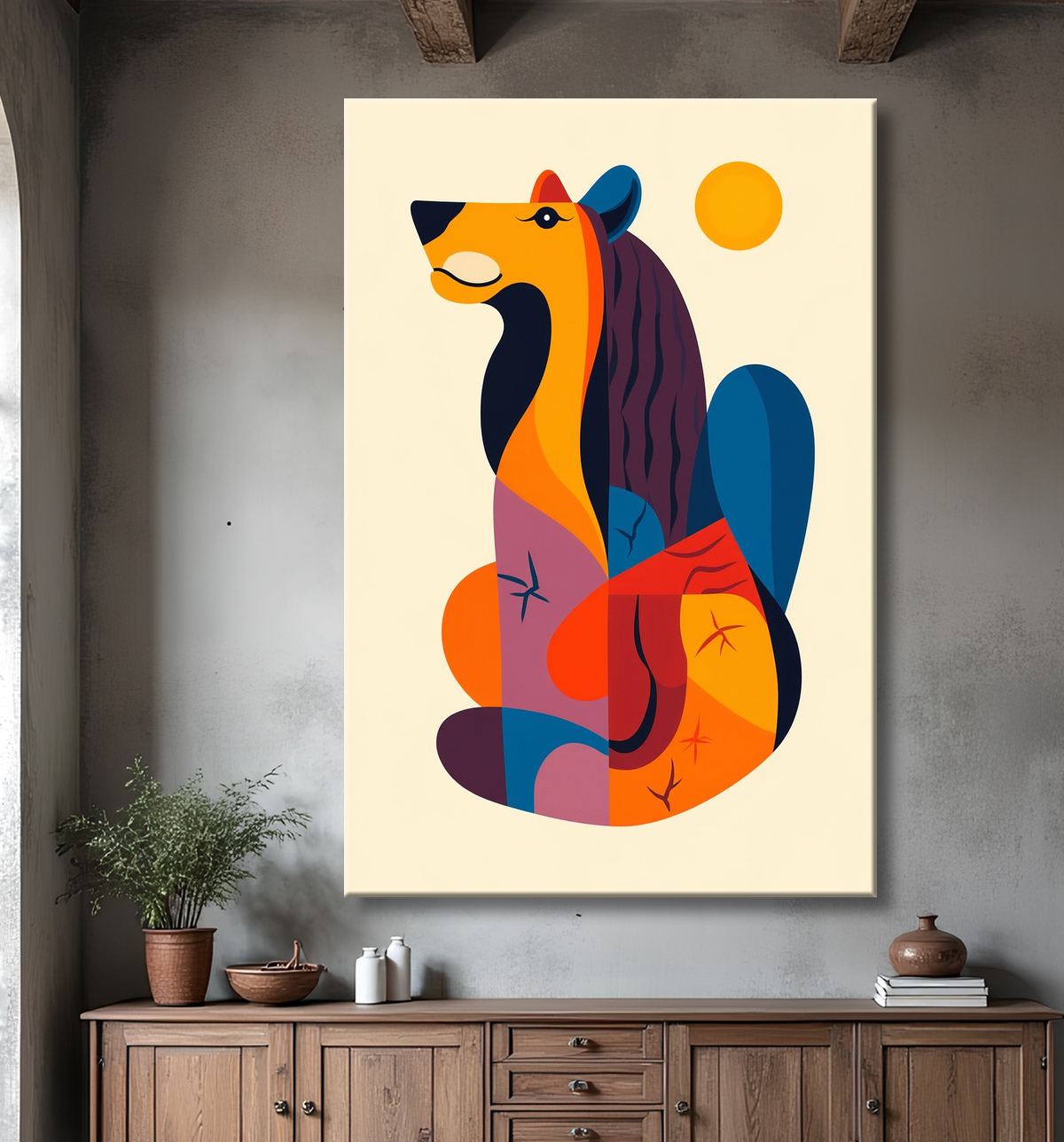 Tableau & affiche minimaliste animal géométrique avec decor