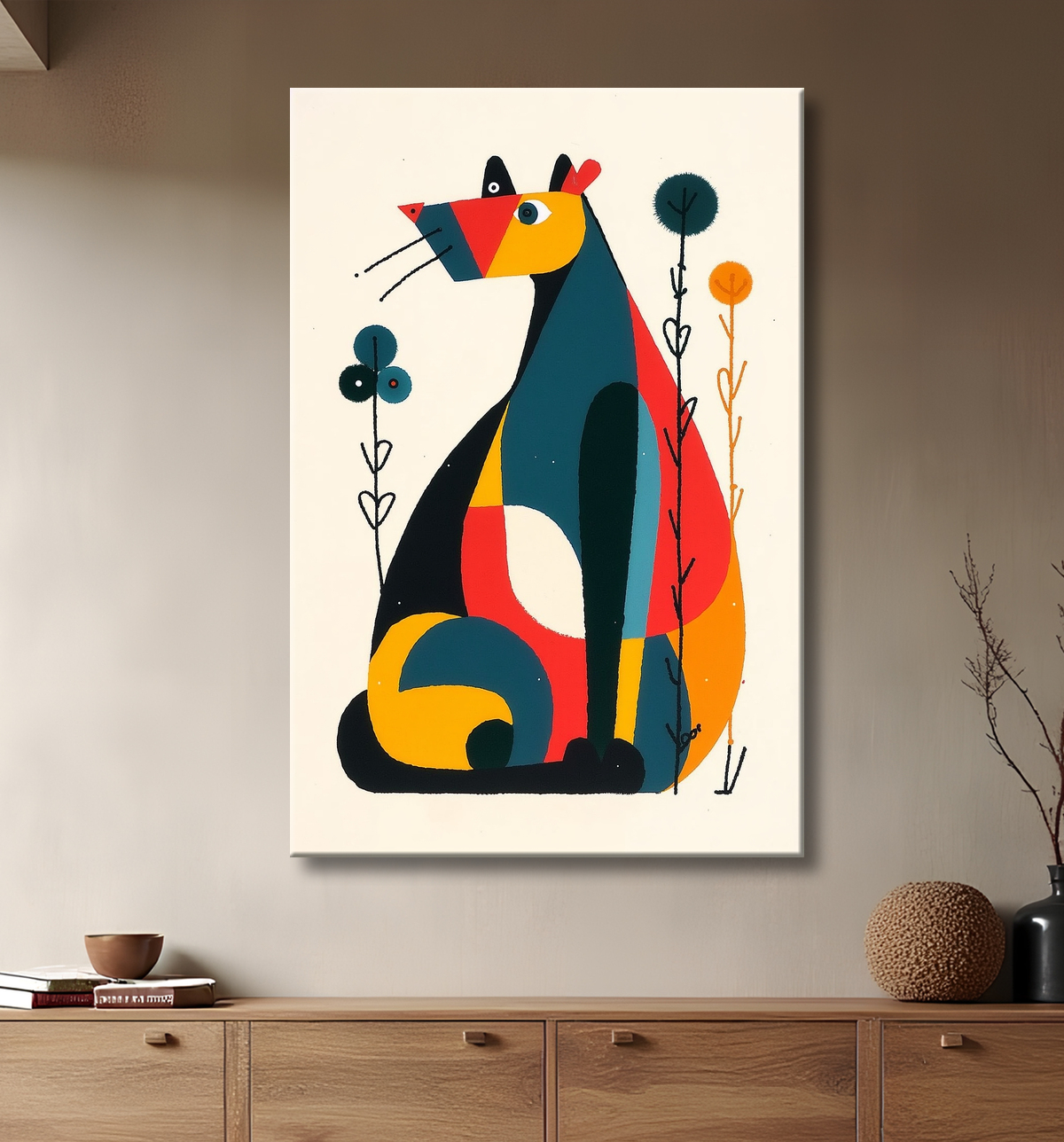 Tableau & affiche minimaliste animal géométrique avec decor