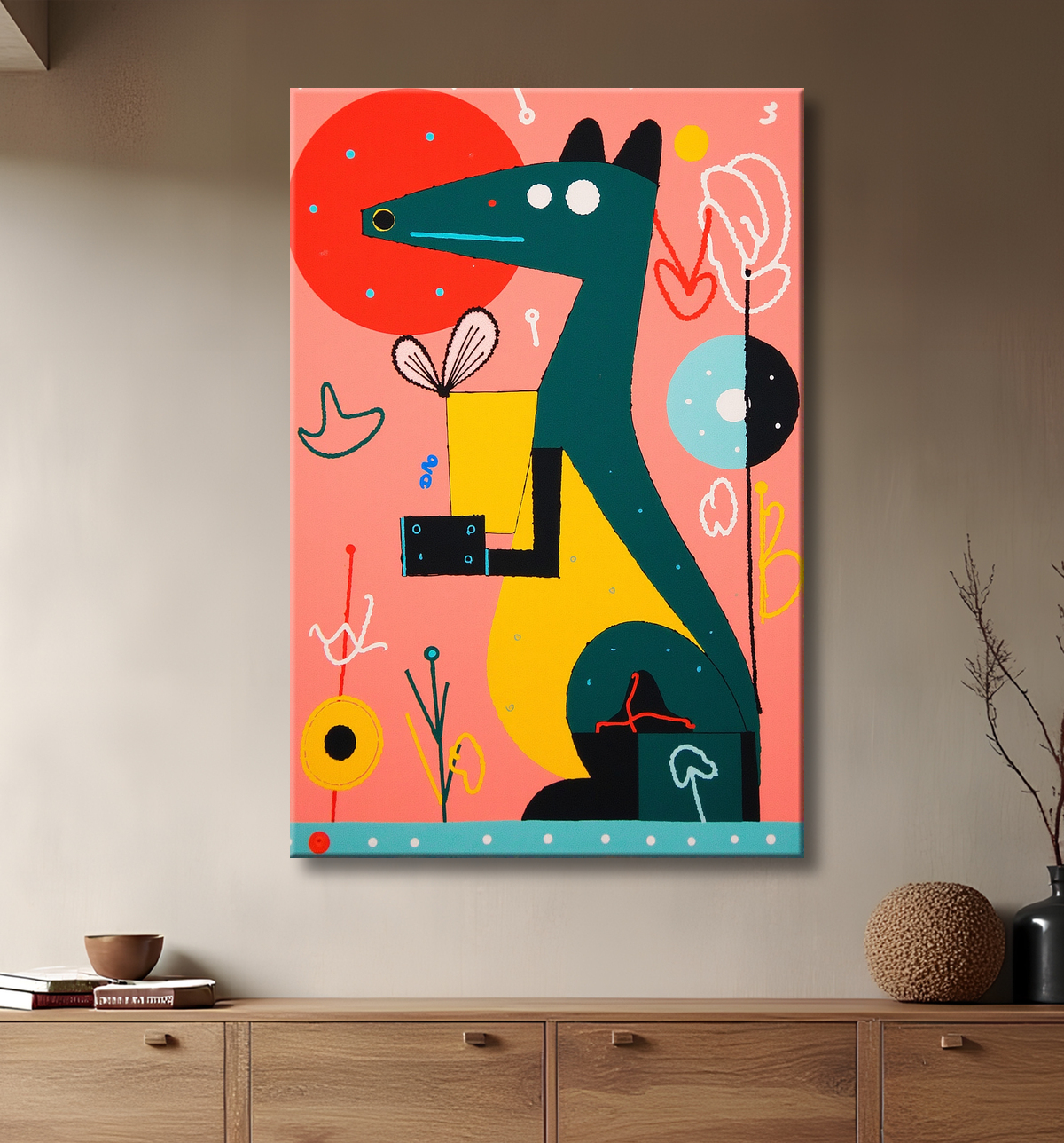 Tableau & affiche minimaliste animal géométrique avec decor