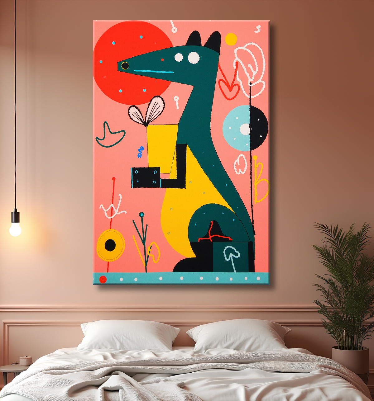 Tableau & affiche minimaliste animal géométrique avec decor
