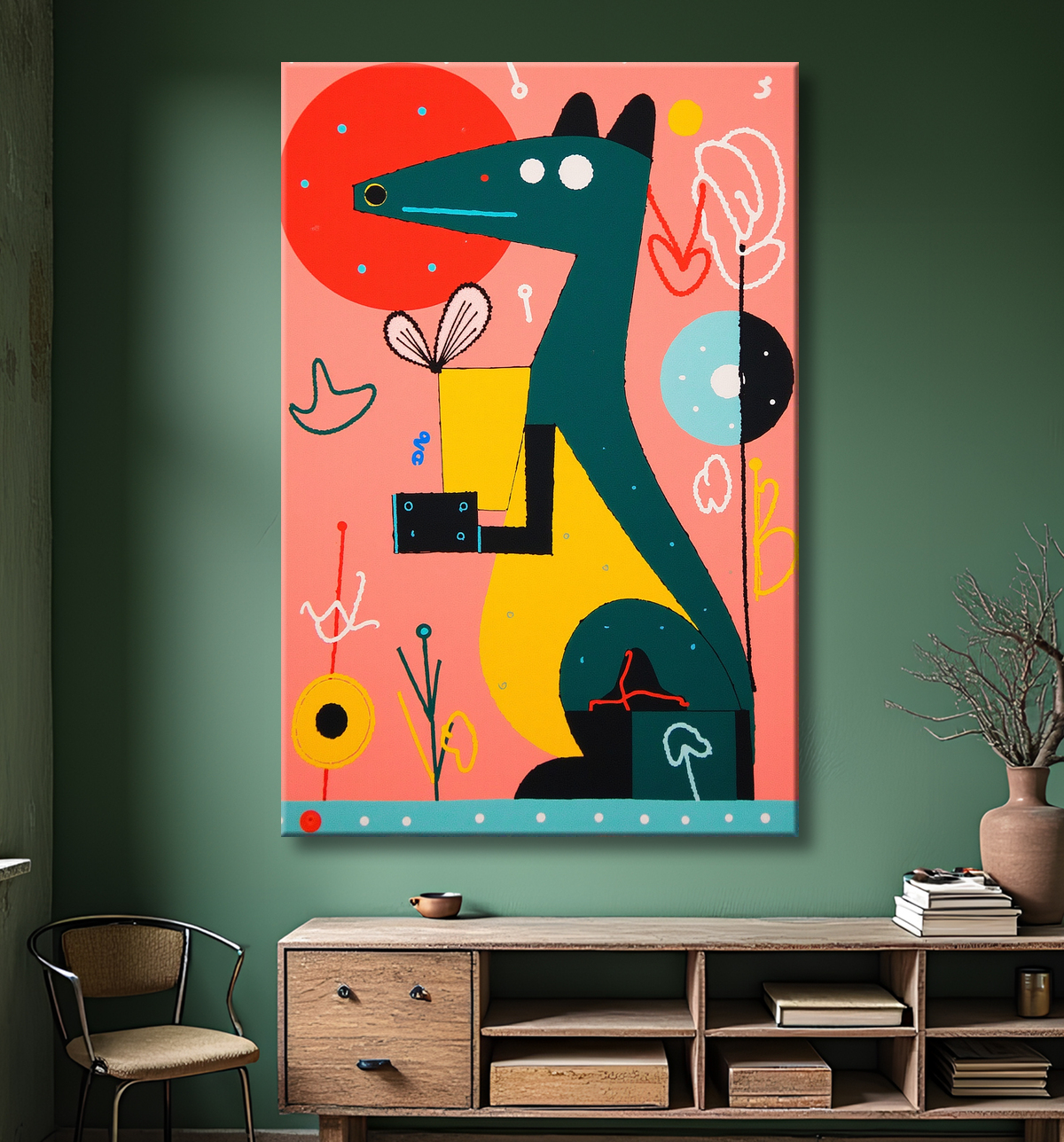 Tableau & affiche minimaliste animal géométrique avec decor