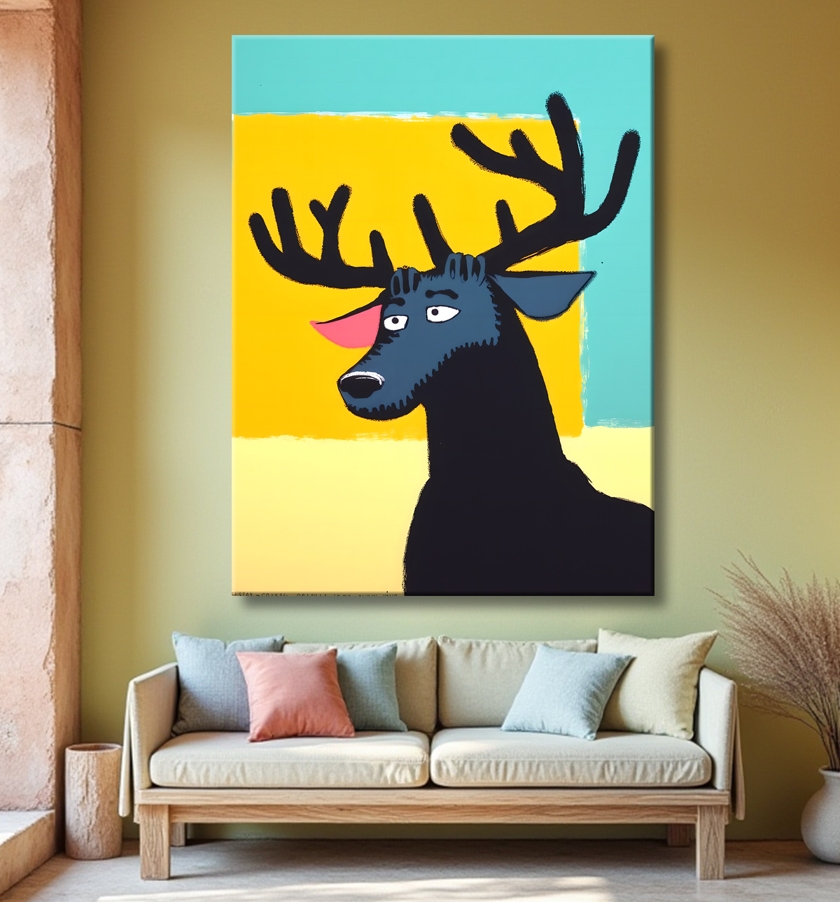 Tableau & affiche minimaliste animal géométrique avec decor
