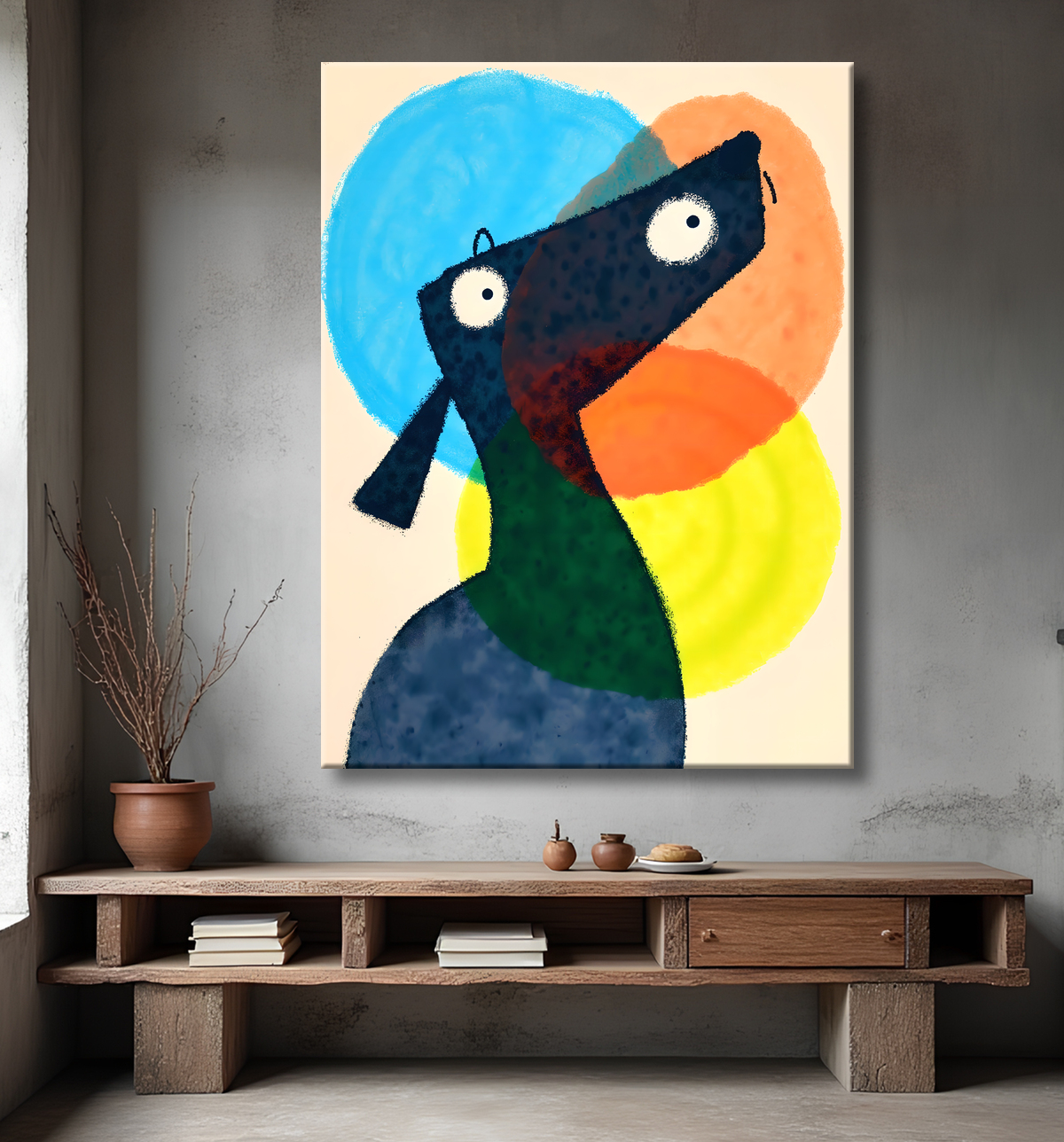 Tableau & affiche minimaliste animal géométrique avec decor