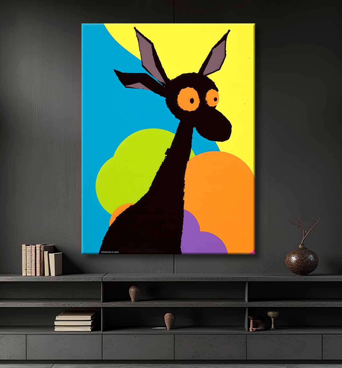 Tableau minimaliste d'un animal stylisé aux formes géométriques, inspiré par le cubisme et le pop art. Un design moderne idéal pour une décoration scandinave ou contemporaine.