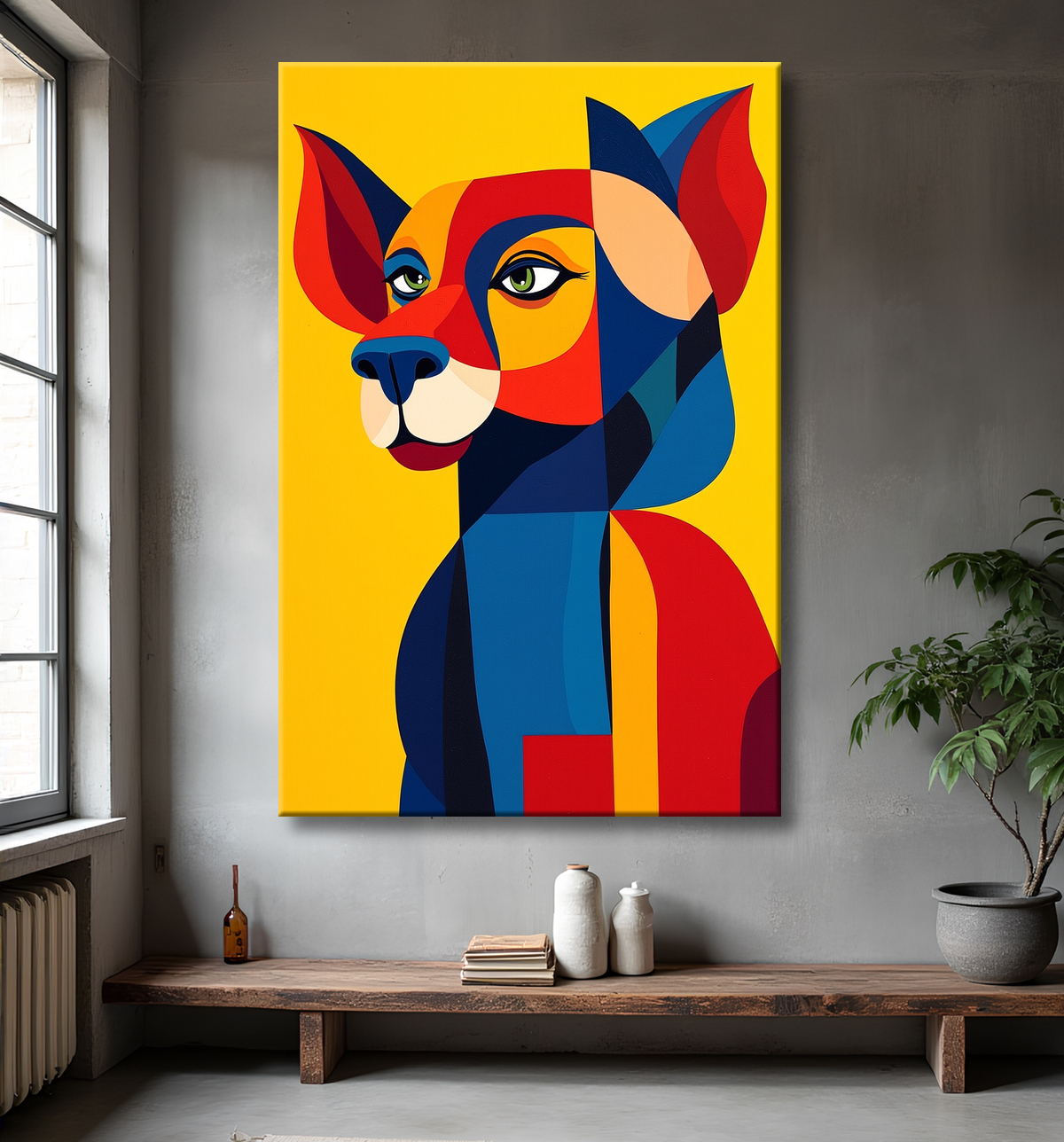 Tableau & affiche minimaliste animal géométrique avec decor
