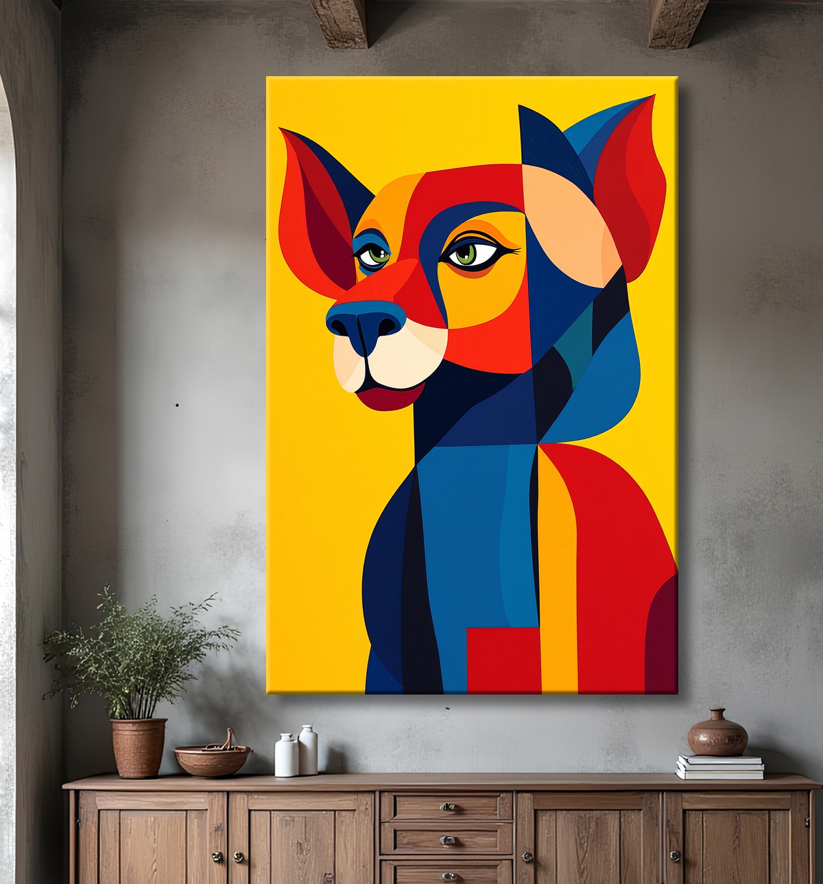 Tableau & affiche minimaliste animal géométrique avec decor