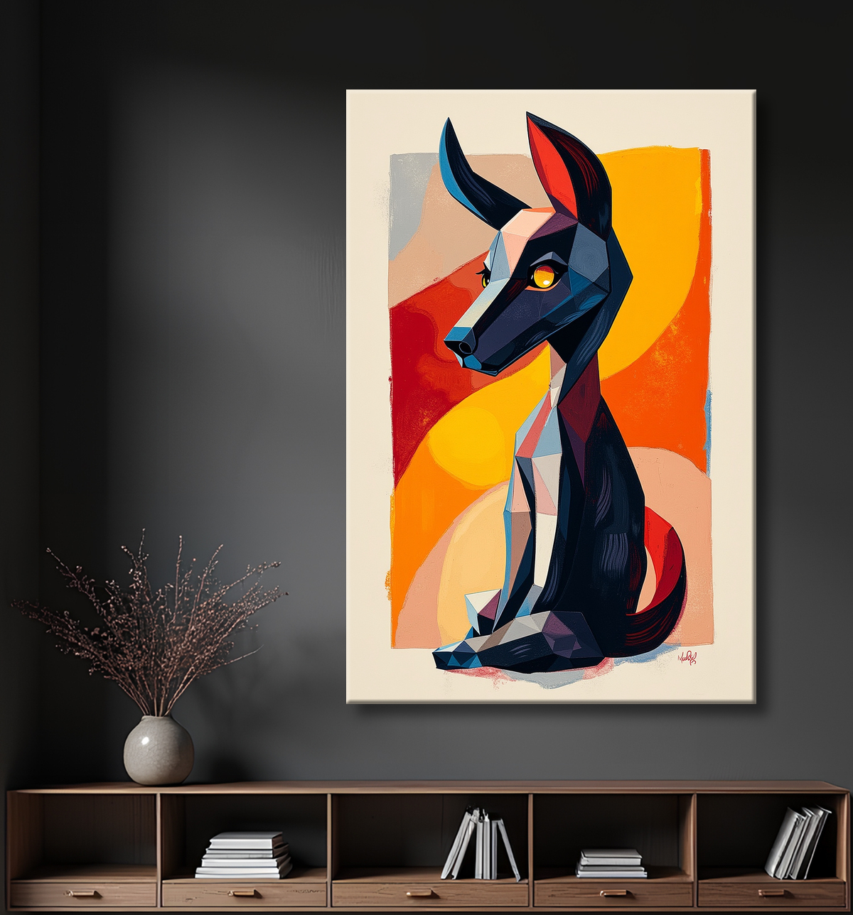 Tableau & affiche minimaliste animal géométrique avec decor