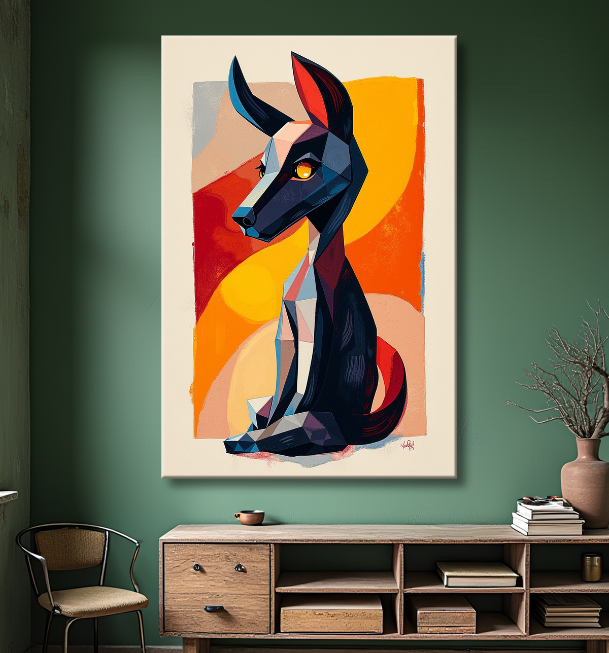 Tableau & affiche minimaliste animal géométrique avec decor
