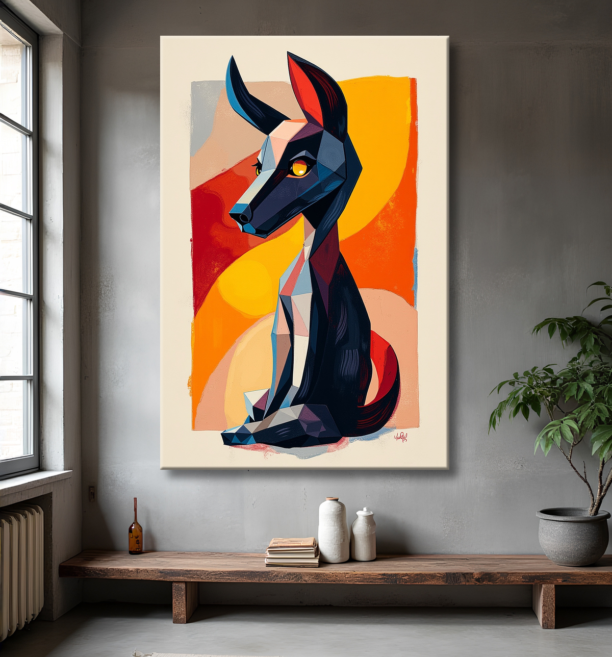 Tableau & affiche minimaliste animal géométrique avec decor