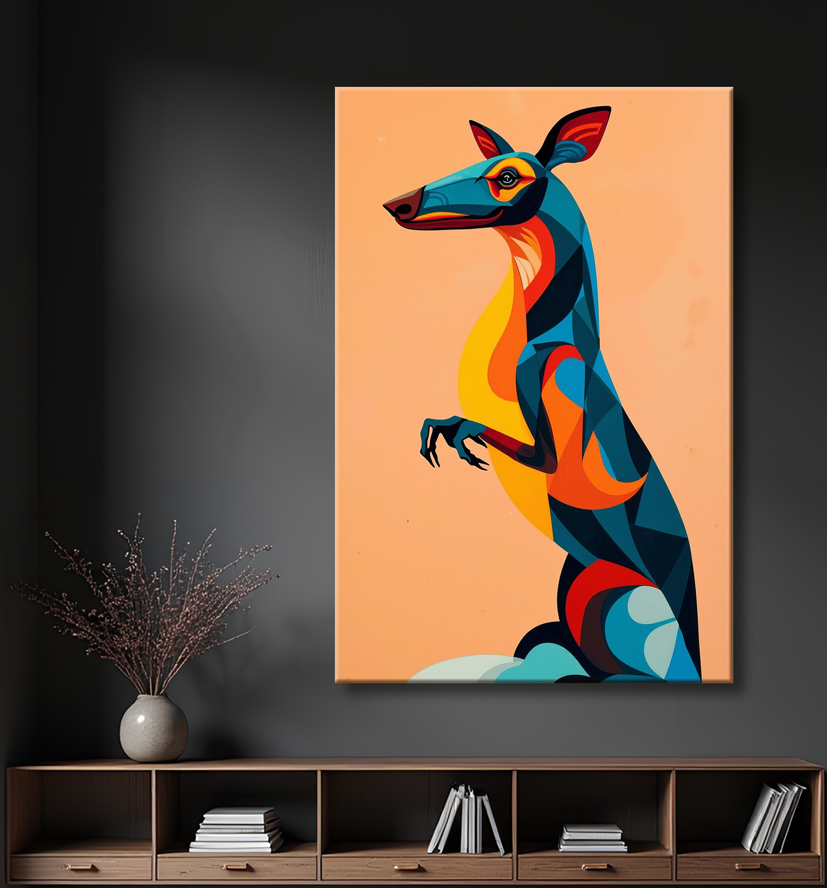 Tableau & affiche minimaliste animal géométrique avec decor