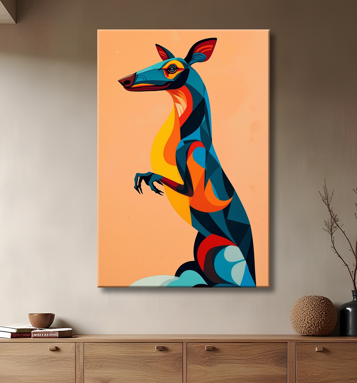 Tableau & affiche minimaliste animal géométrique avec decor