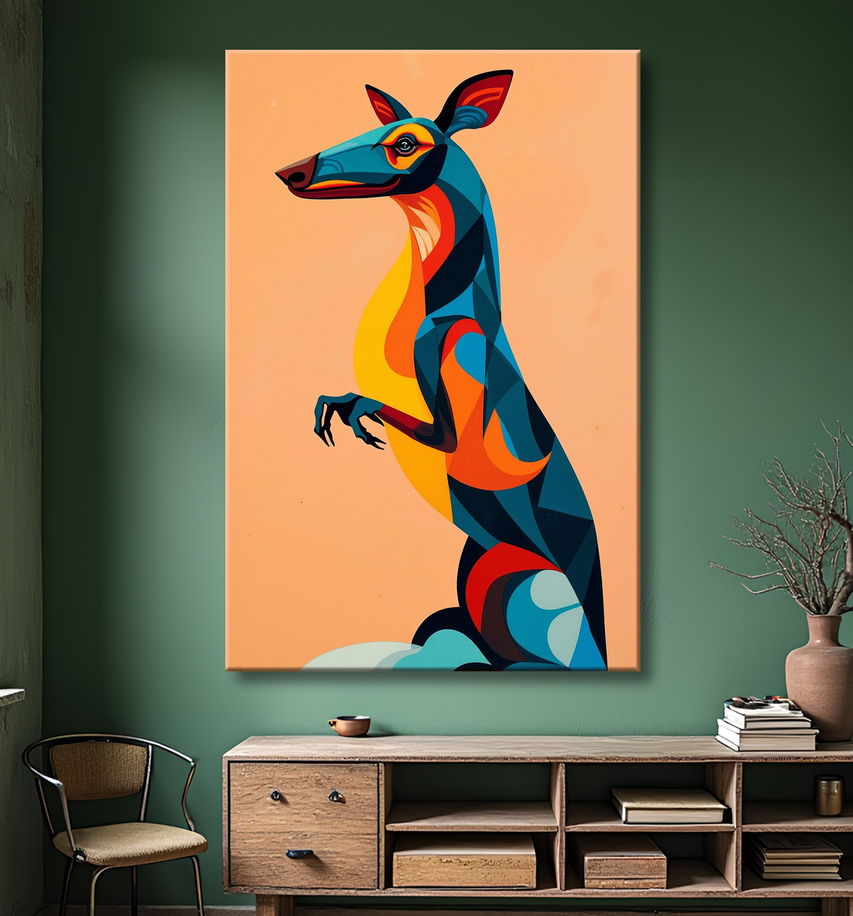 Tableau & affiche minimaliste animal géométrique avec decor