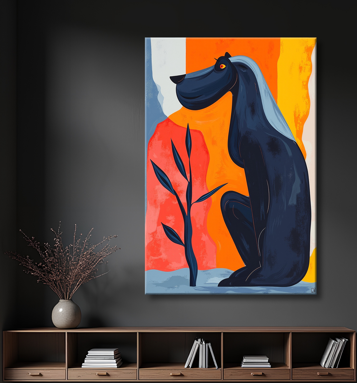 Tableau & affiche minimaliste animal géométrique avec decor