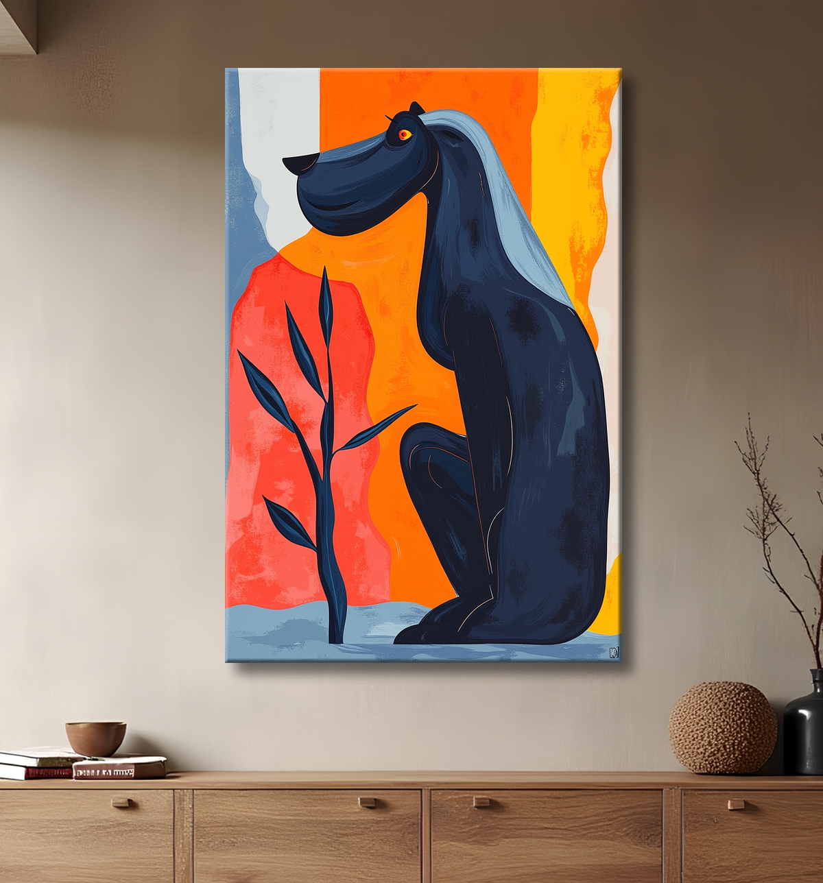 Tableau & affiche minimaliste animal géométrique avec decor