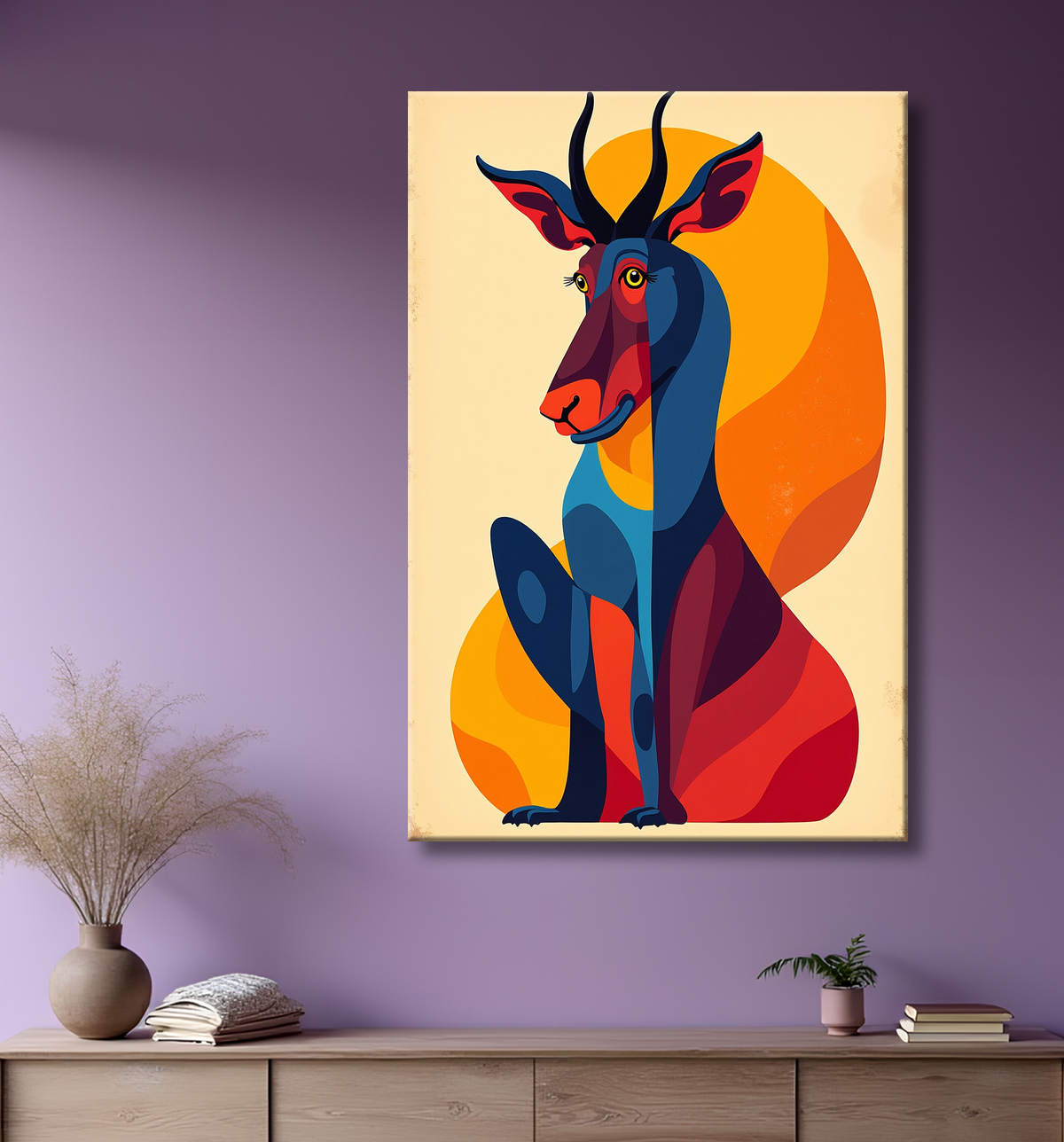 Tableau & affiche minimaliste animal géométrique avec decor