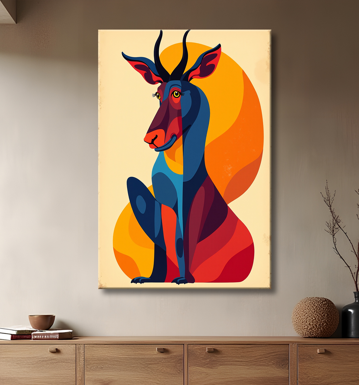 Tableau & affiche minimaliste animal géométrique avec decor