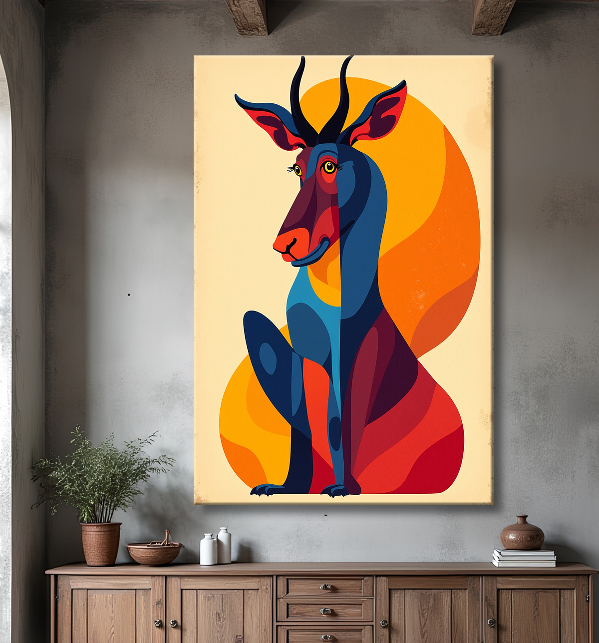 Tableau & affiche minimaliste animal géométrique avec decor