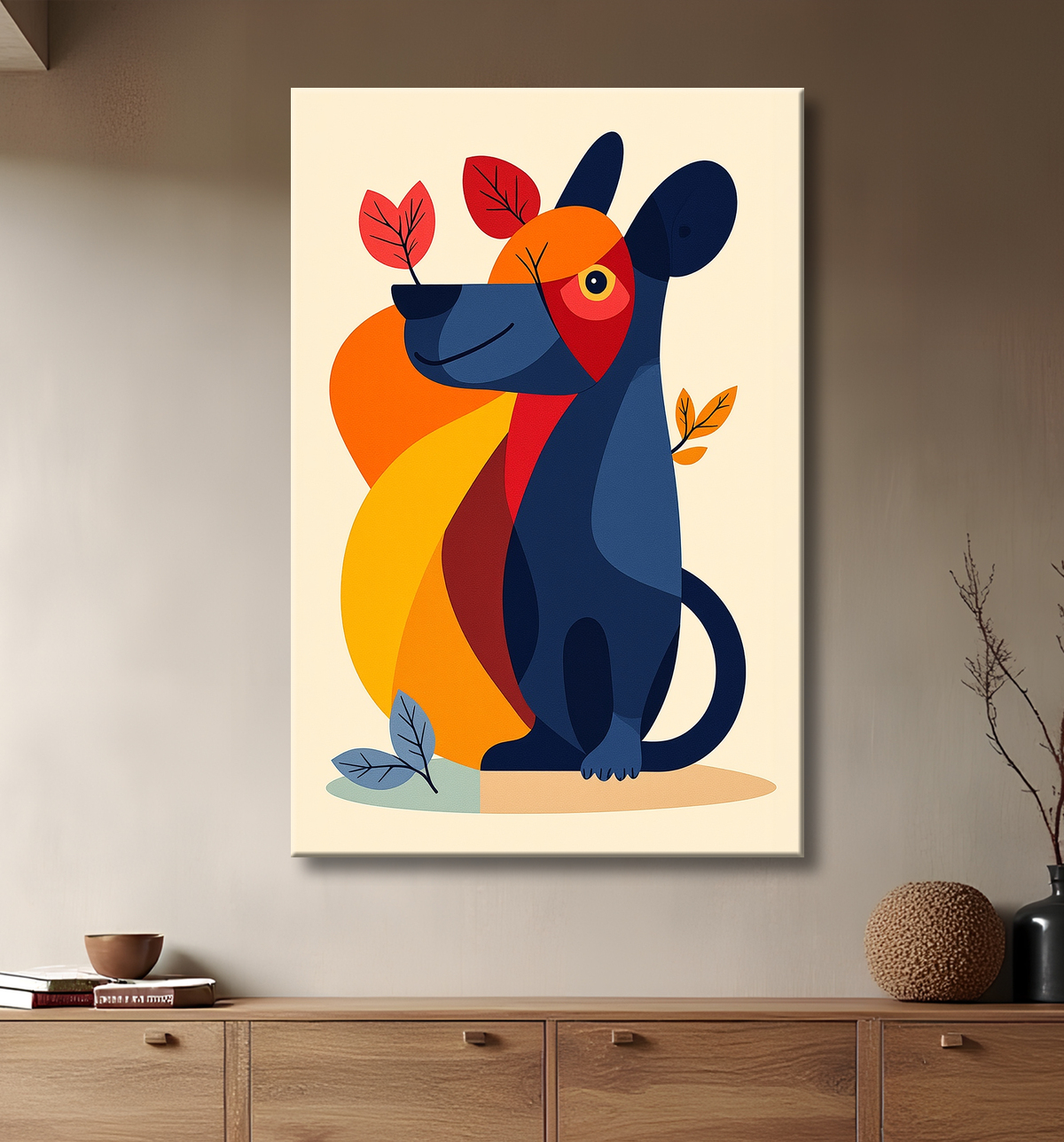Tableau & affiche minimaliste animal géométrique avec decor