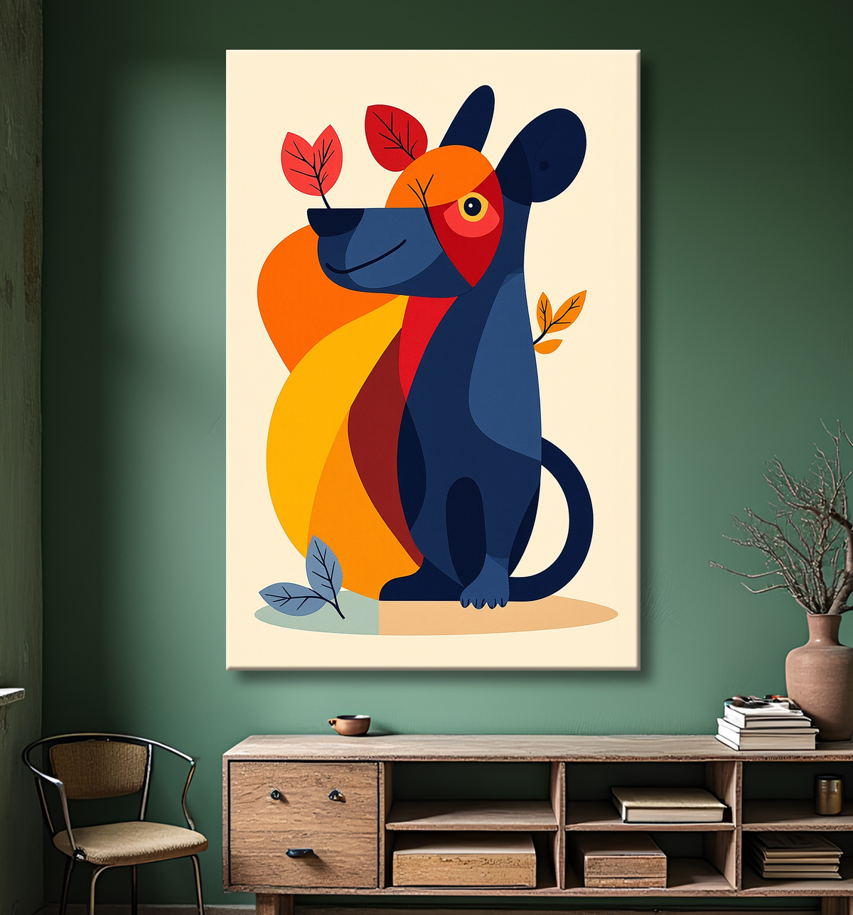 Tableau & affiche minimaliste animal géométrique avec decor