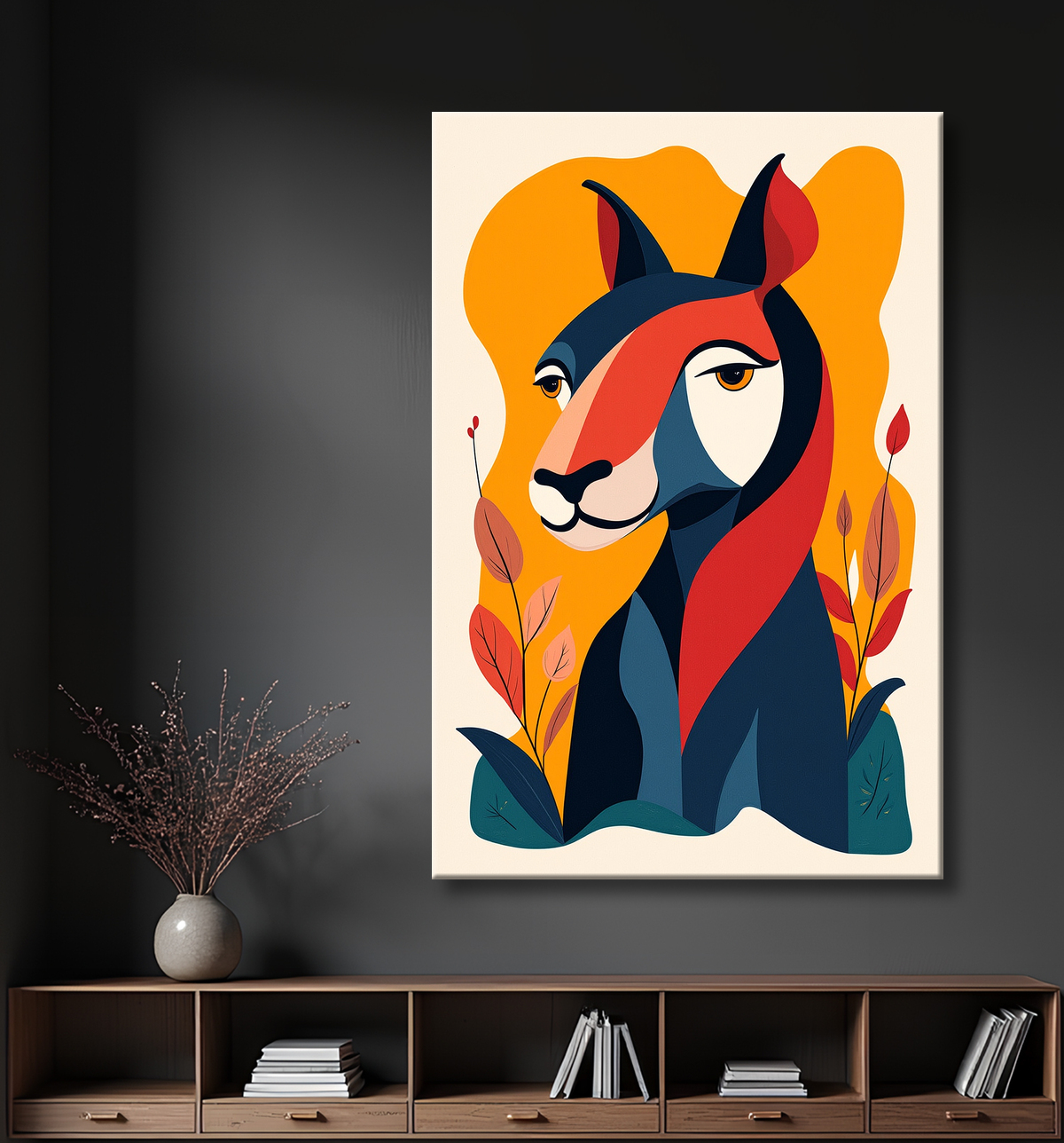 Tableau & affiche minimaliste animal géométrique avec decor