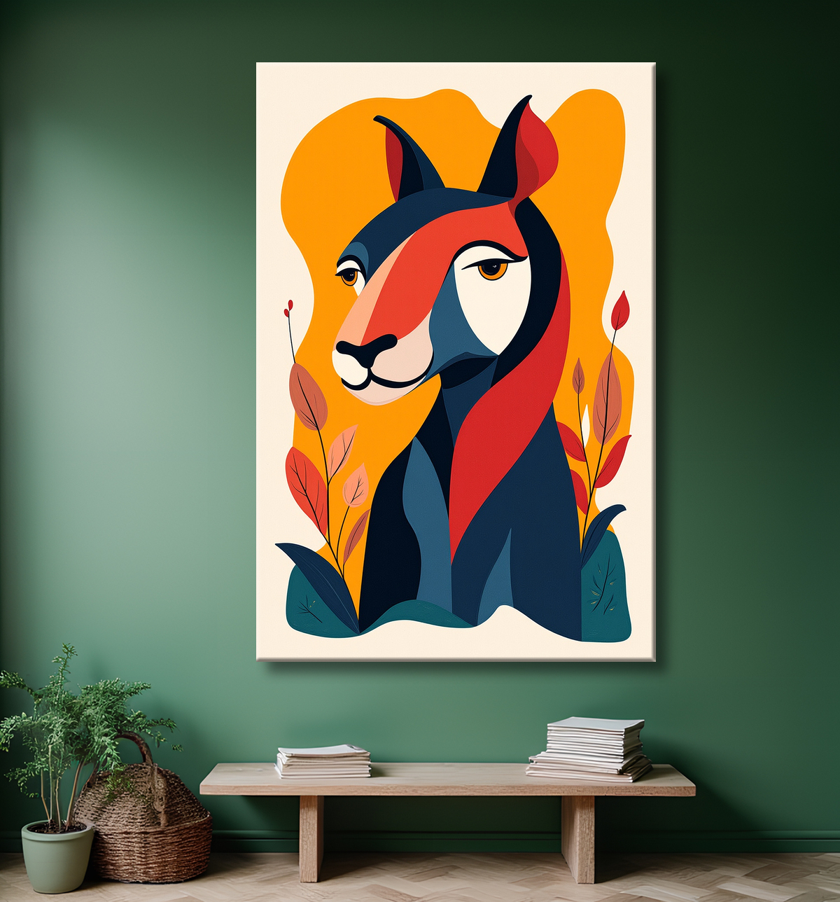 Tableau & affiche minimaliste animal géométrique avec decor