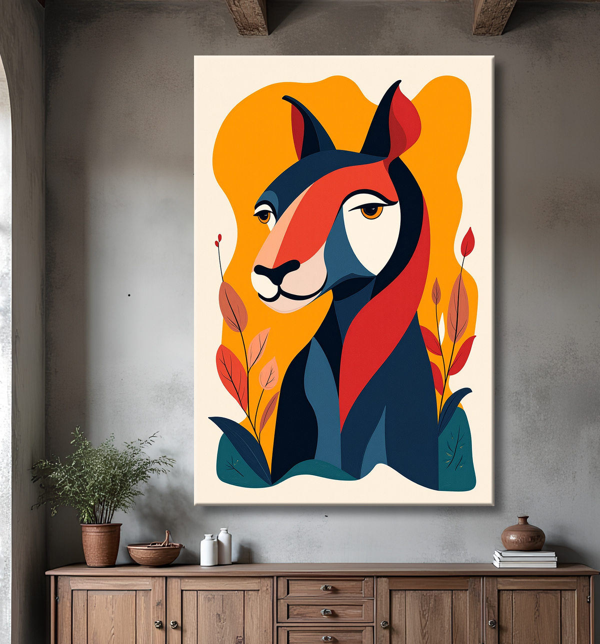 Tableau & affiche minimaliste animal géométrique avec decor