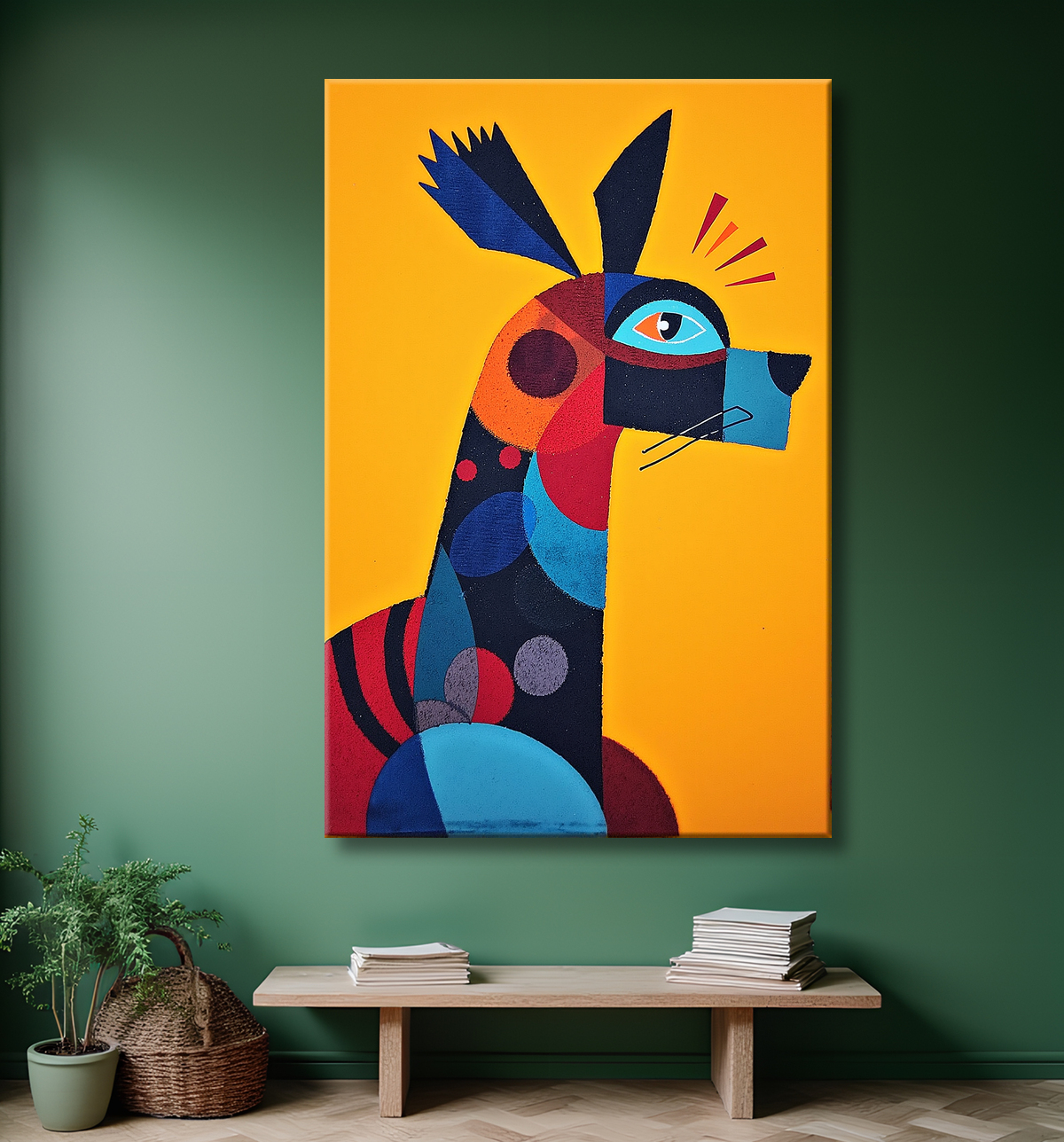 Tableau & affiche minimaliste animal géométrique avec decor