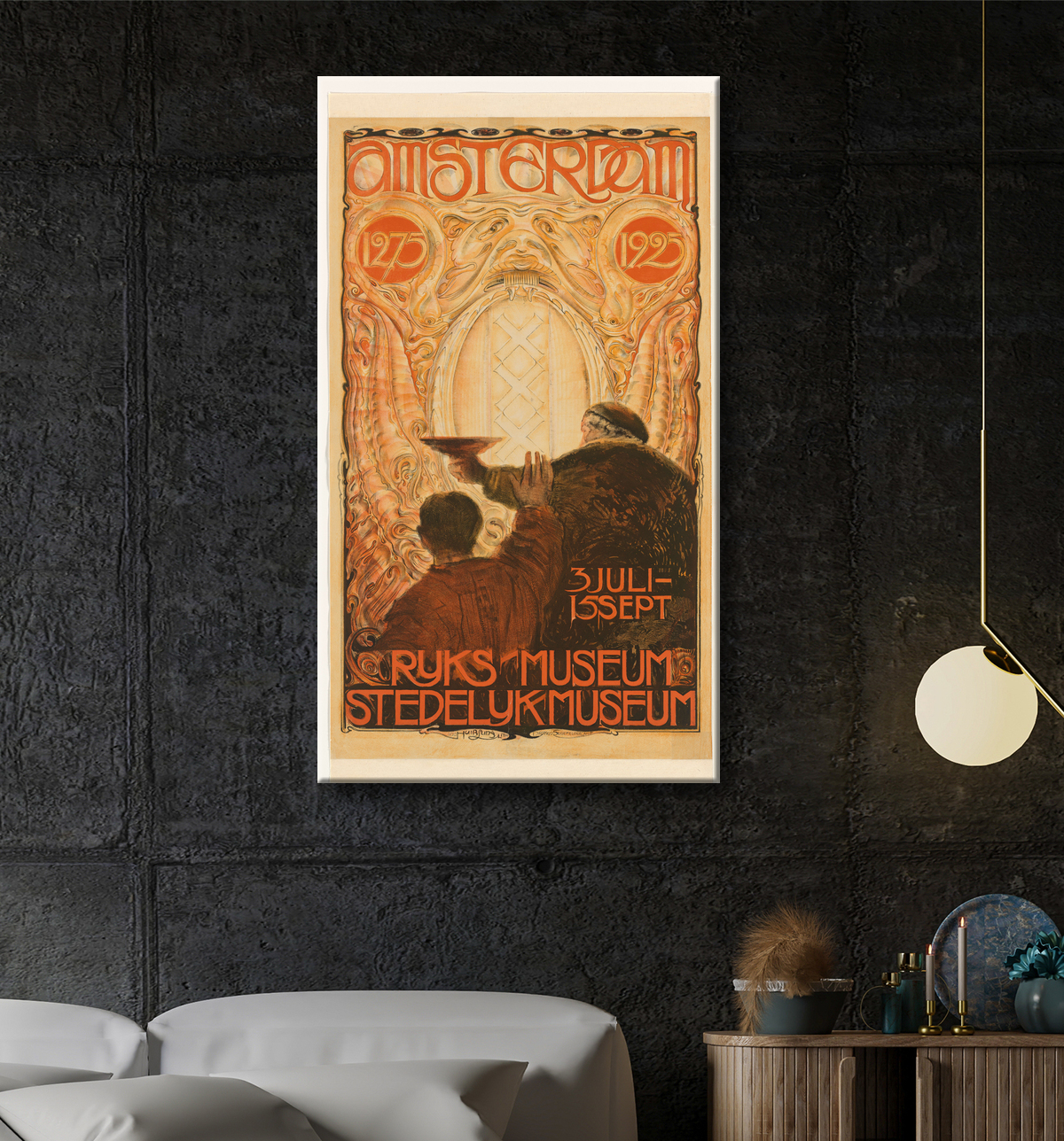 Reproduction Affiche pour l'exposition Amsterdam 1275-1925 de Huib Luns avec decor