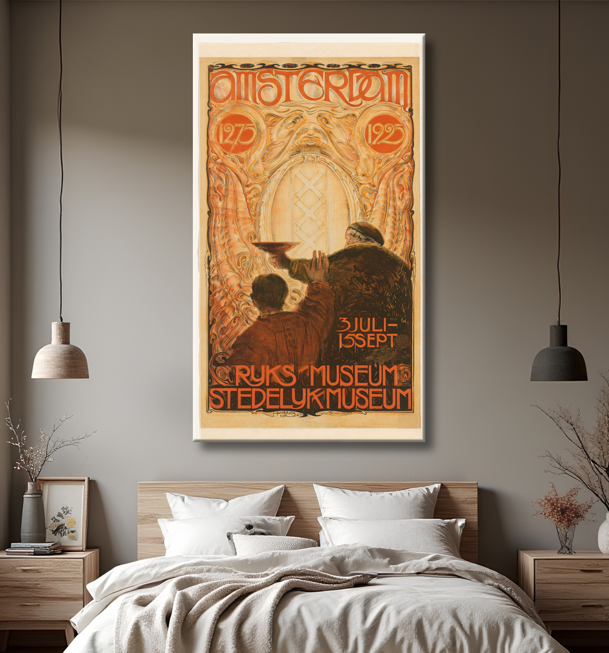 Reproduction Affiche pour l'exposition Amsterdam 1275-1925 de Huib Luns avec decor
