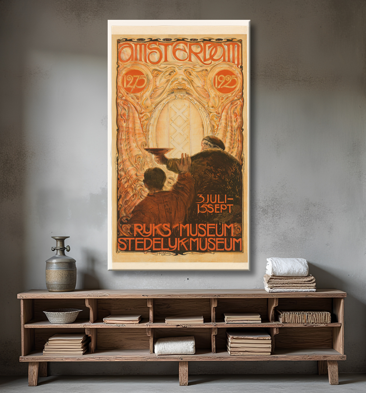 Reproduction Affiche pour l'exposition Amsterdam 1275-1925 de Huib Luns avec decor