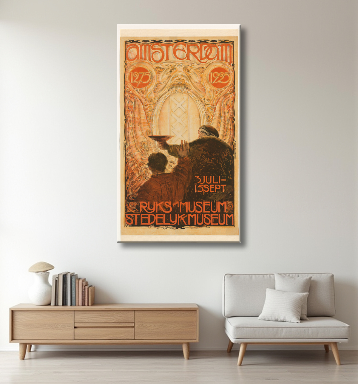 Reproduction Affiche pour l'exposition Amsterdam 1275-1925 de Huib Luns avec decor