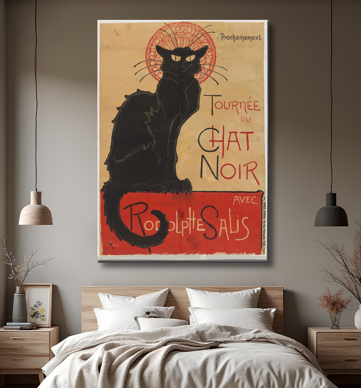 Reproduction Affiche pour le café du théâtre Le Chat Noir à Paris de Théophile Alexandre Steinlen avec decor