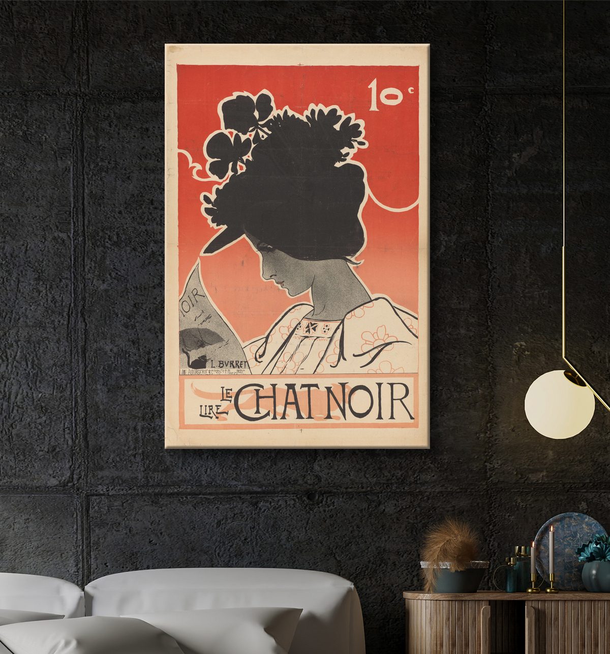 Reproduction Affiche pour le magazine Le Chat Noir de Léonce Burret avec decor