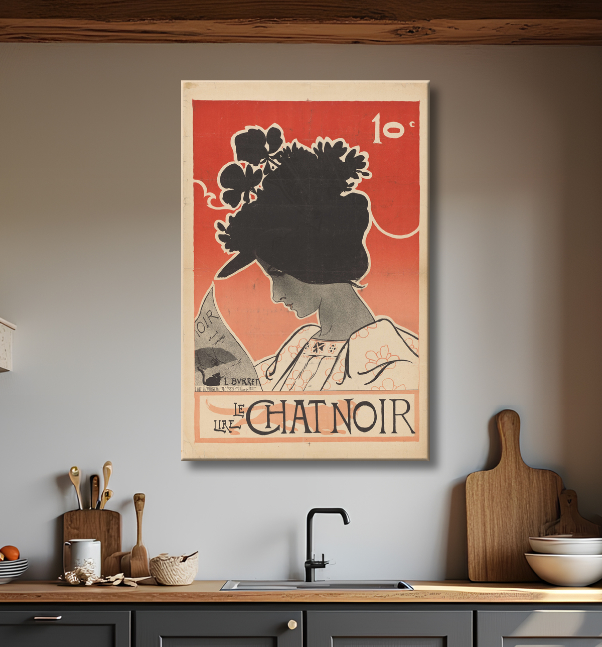 Reproduction Affiche pour le magazine Le Chat Noir de Léonce Burret avec decor