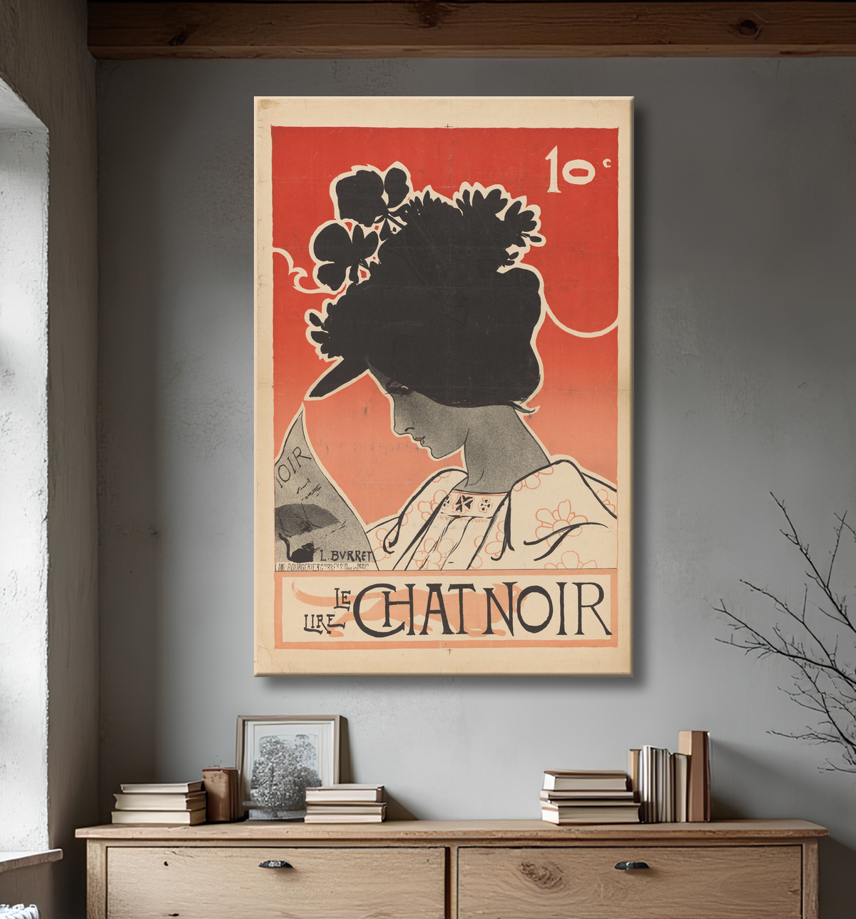 Reproduction Affiche pour le magazine Le Chat Noir de Léonce Burret avec decor