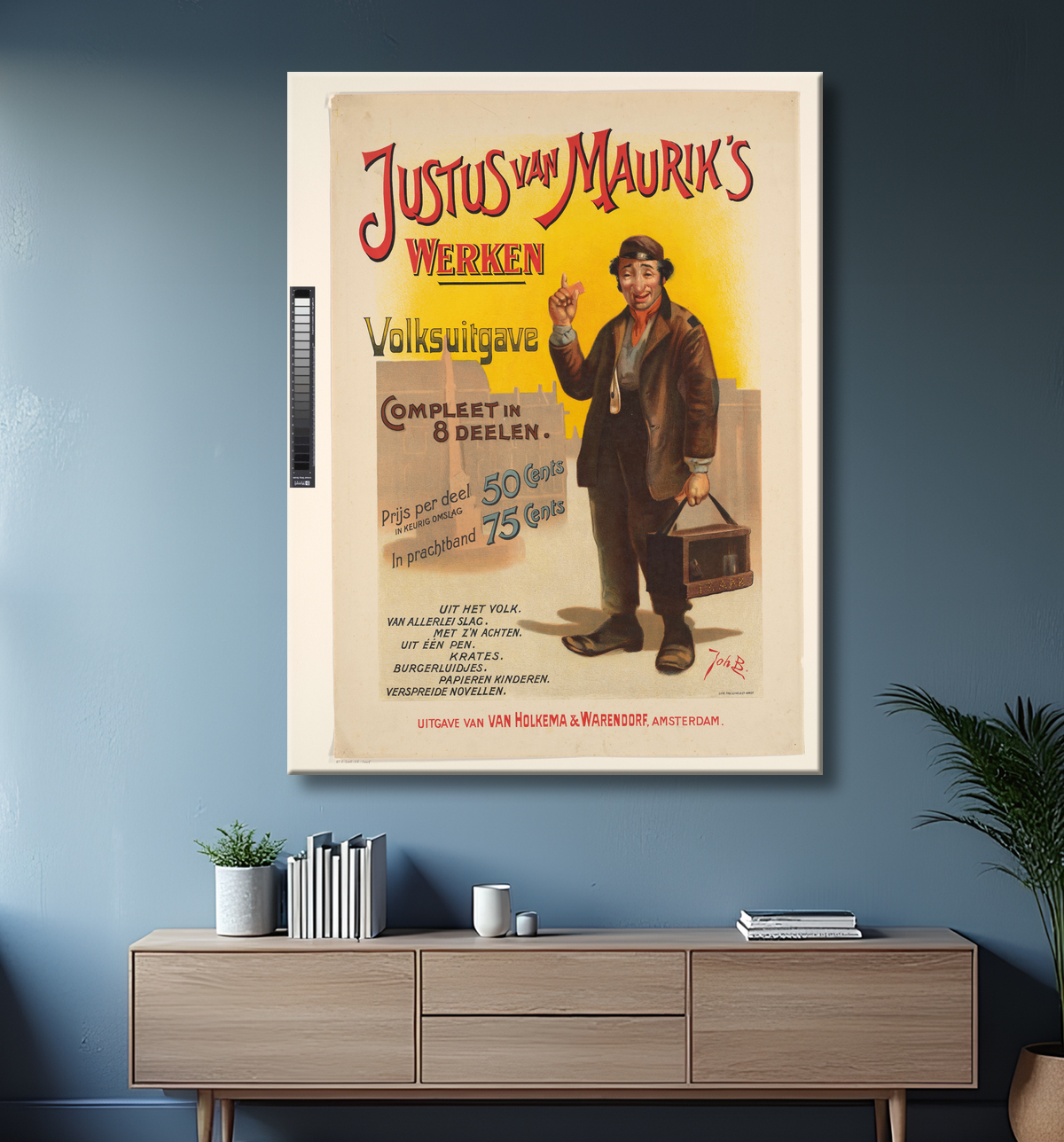 Reproduction Affiche pour les œuvres complètes de Justus van Maurik de Johan Braakensiek avec decor