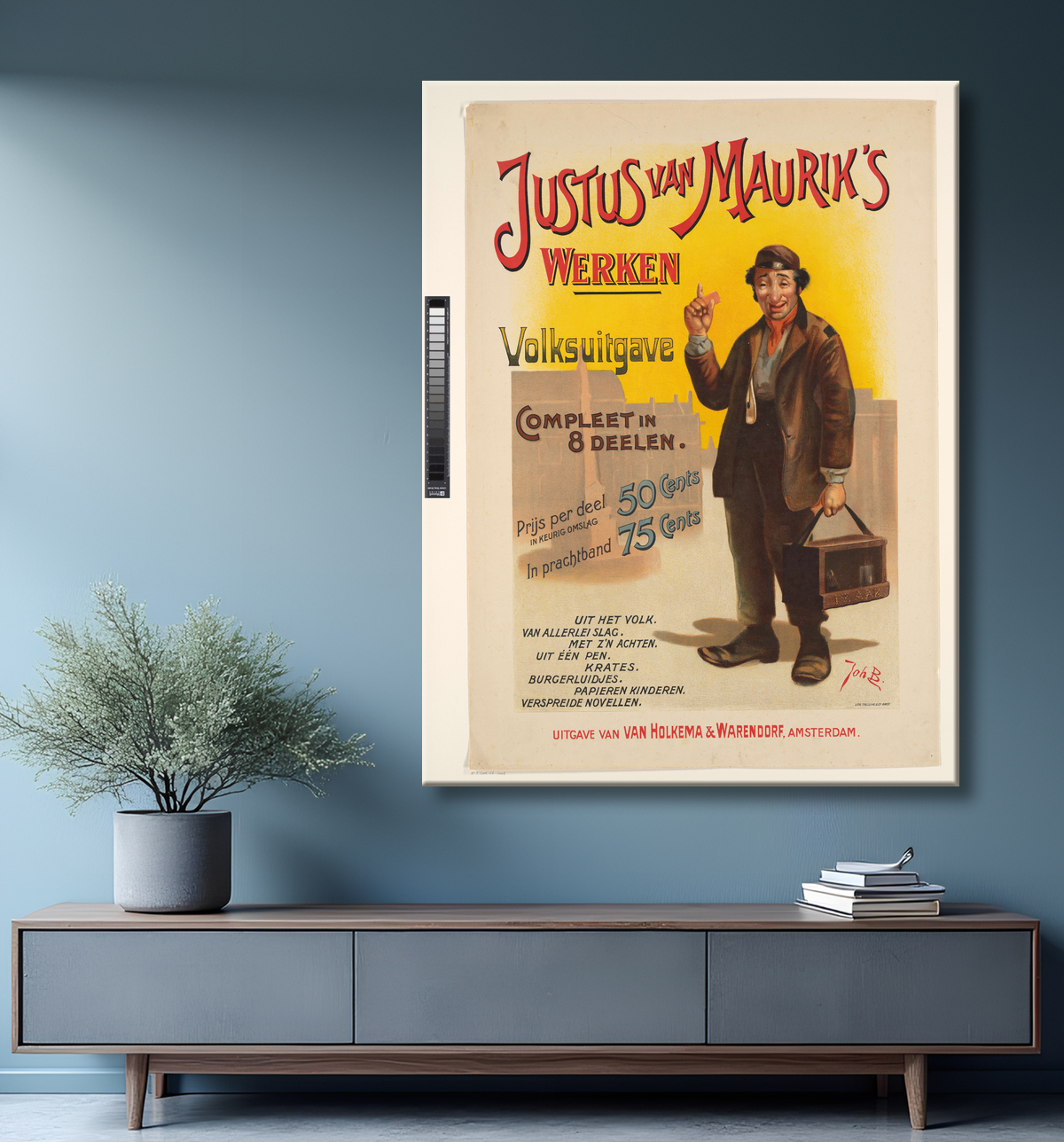 Reproduction Affiche pour les œuvres complètes de Justus van Maurik de Johan Braakensiek avec decor
