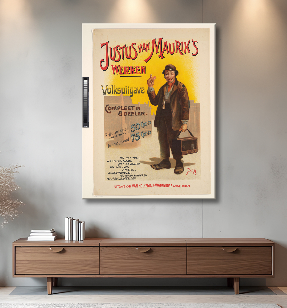 Reproduction Affiche pour les œuvres complètes de Justus van Maurik de Johan Braakensiek avec decor