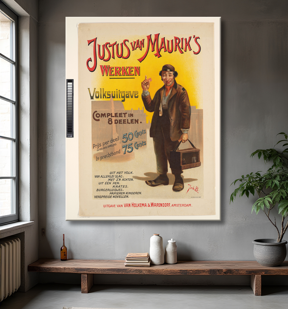 Reproduction Affiche pour les œuvres complètes de Justus van Maurik de Johan Braakensiek avec decor