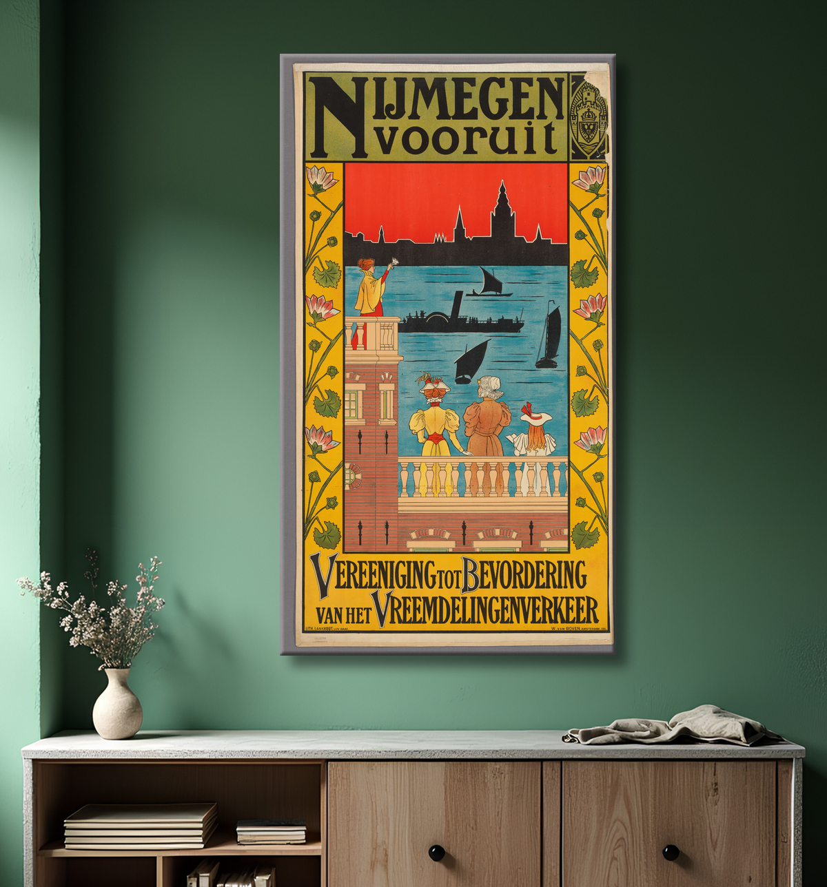 Reproduction Affiche pour promouvoir le tourisme à Nimègue de Willem van Boven avec decor
