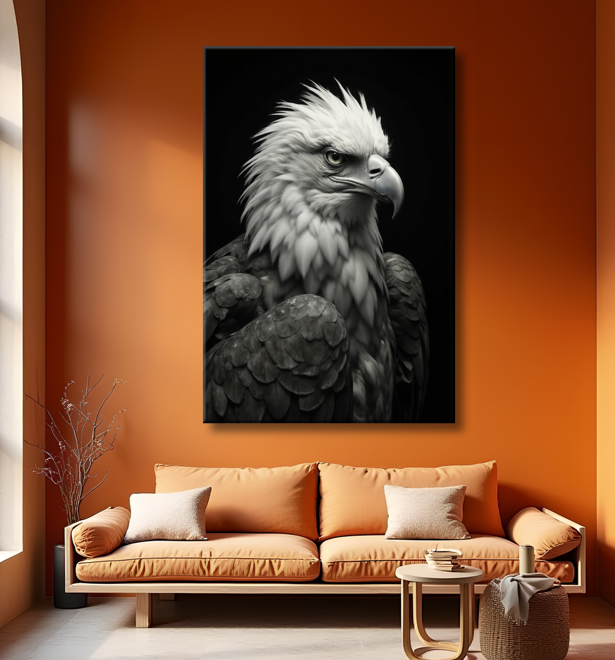Portrait d'Aigle Royal Noir & Blanc | Tableau Décoratif Artistique avec decor